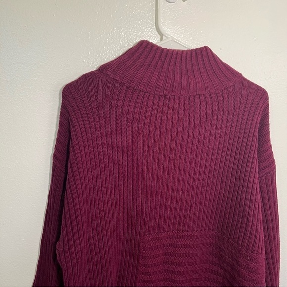 Vince Camuto Mock Neck Sweater Ribbed Burgundy - Picture 10 of 15